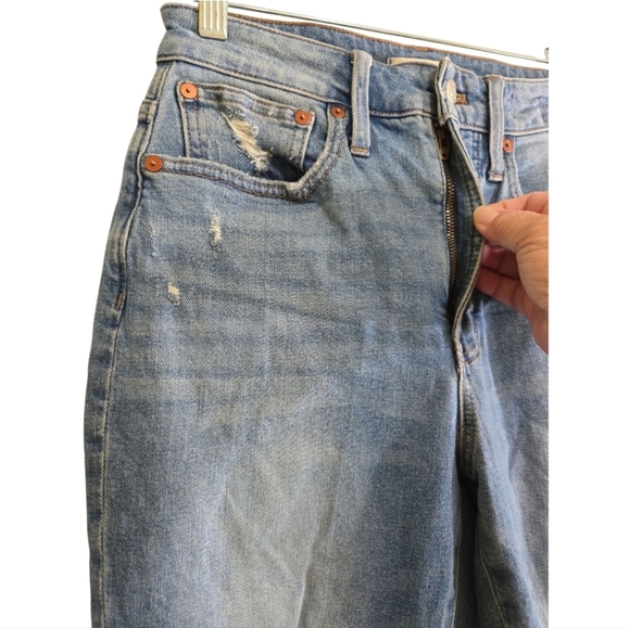 Madewell The Curvy Perfect Vintage Jeans 25 Denman Wash Distress Ripped Edition - Picture 3 of 9